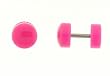 NEON PINK ACRYLIC FAKE PLUG-16 GAUGE EAR WIRE - 7 MM IN DIAMETER - SOLD AS A PAIR