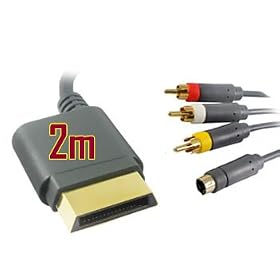 Gold Plated Optical / S-Video / 3 RCA + Scart Adaptor Audio Video Lead Cable For XBox 360 2m