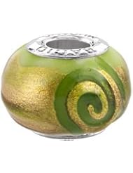 Bacio Spirals Hazy Green and Yellow Bead. Great Compatibility. Made in Italy!