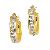 Gold Plated Sterling Silver 0.01 ct. Diamond Hinged Hoop Earrings