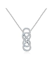Sterling Silver CZ Double Infinity Figure 8 Interlocking Pendant with 18" Chain