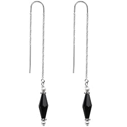 Handcrafted Classic Tuxedo 925 Silver Threader Earrings