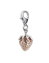 Hot Diamonds Strawberry Charm, 18ct Rose Gold Vermeil