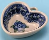 Polish Pottery Mini Heart 3/4 H x 2 1/3 W x 2 1/3 L