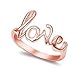 Love in Script Rose Gold-Tone Plated Ring Silver 925 (Sizes 3-13)