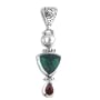 Green Malachite, Red Garnet, and White Freshwater Pearl Gemstone Dangle Sterling Silver Slide Pendant