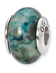 Sterling Silver Blue Crazy Lace Agate Stone Charm