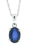 1.00Ct Genuine Oval Sapphire Solitaire Pendant in 4Kt White Gold w/chain(AB Quality)