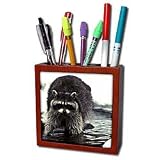Wild animals - Raccoon, Raccoons - Tile Pen Holders-5 inch tile pen holder