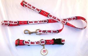 Large Cincinnati Reds Dog Collar, Leash & ID Tag