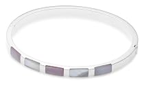 Silver Pink White Mother of Pearl Bangle