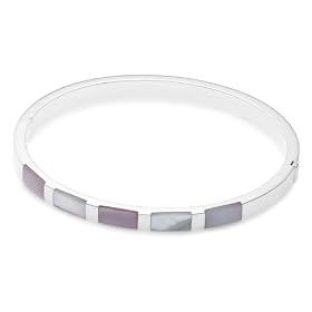 Silver Pink White Mother of Pearl Bangle