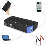 PowerGo Portable 12 Volt Car Battery Jump Starter Booster and Power Bank; Includes: Premium Recoil-Free Jumper Cables, Laptop and Smartphone Charging Cables,(13600 mAh)