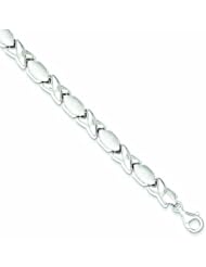 Genuine .925 Sterling Silver Polished And Satin X And O Bracelet 15.1 Grams 8 Inch Length. 100% Satisfaction Guaranteed.