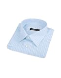 Forzieri Blue Stripe Short Sleeve Cotton Dress Shirt