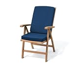 Grade A Teak Recliner Garden Chair With Free Blue Cushion