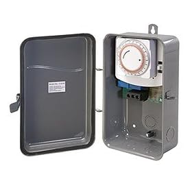 Westek TM101R 125 Volt SPST 40 AMP Hardwire Outdoor Heavy Duty Mechanical Timer Switch, Gray