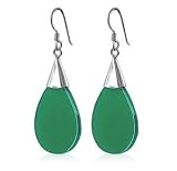 Awesome Green Agate .925 Sterling Silver Fish Hook Dangle Earrings