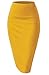 Women Elastic Waist Band Stretchy Fabric Pencil Skirt (Large, Mustard)