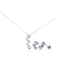 Nickel Free Sterling Silver Pendant & Earring Sets Matching Bubble CZ Earring And Necklace