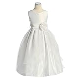IMAGE OF Sweet Kids Girls White Satin Sash Communion Dress 4