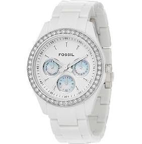 Fossil #ES1967 Women's White Glitz Multi Function Watch
