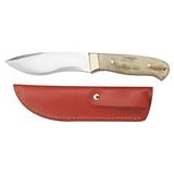 Maxam Hunting Knife Ram Horn Handle Stainless Steel Blade Leather Sheath High Quality