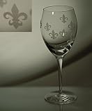 Grehom Crystal Wine Glass-Monarch, Hand Etched, Mouth Blown, 24% Lead Crystal Drinkware, Sold as single unit