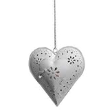 White Hanging Heart T-light Holder