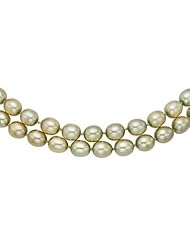 8-9mm Double Strand Pistachio Freshwater Pearl Necklace w/ Sterling Silver Clasp