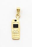 Black Enameled Cell Phone Charm, 14K Yellow Gold