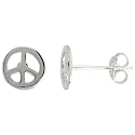Sterling Silver Peace Sign Earrings, 5/16" (8 mm)