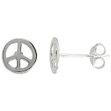 Sterling Silver Peace Sign Earrings, 5/16 (8 mm)