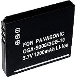 Power2000 CGA-S008/ BCE-10 Replacement 3.7v, 1200mAh Lithium Ion Battery for Panasonic CGA-S008, BCE-10 and Leica BP-DC6 Digital Camera Batteries