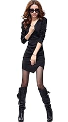 V-neck Puff Sleeves Polyester Party Dress 