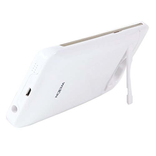 Wekin 4200mah Galaxy S6 Edge Battery Charging Case,external Backup Power Bank Battery Charger Case Stand Cover for Samsung Galaxy S6 Edge, Portable Backup Power Bank Case with Kickstand Rechargeable Extended Portable Charger Backup Battery Pack Cover Case/and with Faux Leather Flip Cover (White)