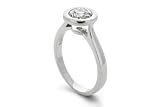 0.75 Ct Round E/VS Certified (Clarity Enhanced) Bezel Set Solitaire Diamond Engagement Ring in 18KW