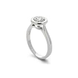 0.75 Ct Round E/VS Certified (Clarity Enhanced) Bezel Set Solitaire Diamond Engagement Ring in 18KW