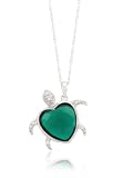 10k White Gold Turtle Created Emerald Diamond Pendant (0.03 cttw, I-J Color, I2-I3 Clarity), 18