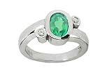 0.86 Ct Platinum Oval Emerald and Diamond Ring