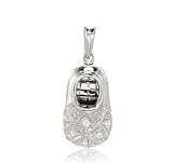 14K W Gold 0.10Ct Diamond 3D Baby Booty Bracelet Charm
