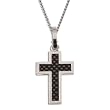 Stainless Steel Black Carbon Fiber Cross Pendant on 24 Ball Chain
