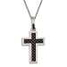 Jewelry : Stainless Steel Black Carbon Fiber Cross Pendant on 24" Ball Chain