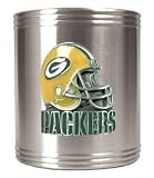 Green Bay Packers Stainless Steel Can Holder With pewter Helmet Logo