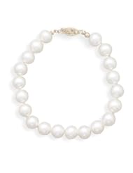 8" 7-7.5mm Cultured Freshwater Pearl Bracelet Individually Knotted with a 14K Yellow Gold Clasp
