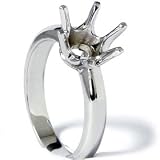 Solid 14K White Gold Solitaire Semi Mount Engagement Ring Setting Polished Band
