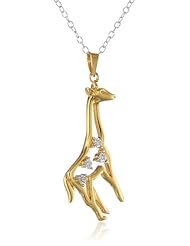 DiAura Sterling Silver Diamond-Accent Giraffe Pendant Necklace