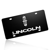 Lincoln Logo on Black Steel License Plate