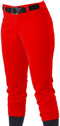 Alleson AthleticGirls' Standard Belt Loop Fastpitch Pant – Five Pro-Style Fit, Moisture-Wicking & Durable Fabric, Scarlet, X-Large