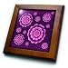 Pink and royal purple fantasy mandala flower on deep purple damask background - 8x8 Framed Tile
